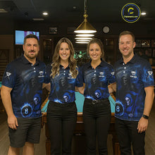 Load image into Gallery viewer, Blue Flames 8 Ball Pool Billiard Team Shirt For Men Custom Grim Reaper Billiard Balls Jerseys NYN2440