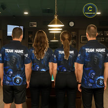 Load image into Gallery viewer, Blue Flames 8 Ball Pool Billiard Team Shirt For Men Custom Grim Reaper Billiard Balls Jerseys NYN2440