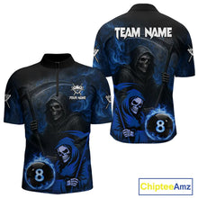 Load image into Gallery viewer, Blue Flames 8 Ball Pool Billiard Team Shirt For Men Custom Grim Reaper Billiard Balls Jerseys NYN2440