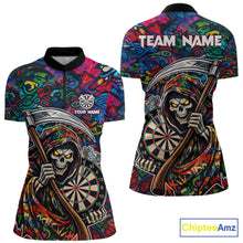 Load image into Gallery viewer, Graffiti Grim Reaper Dartboard &amp; Arrow Darts Quarter-Zip Shirt For Women Custom Funny Dart Team Shirt NYN2658