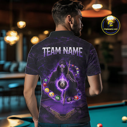 Grunge Grim Reaper Billiard Pool Men Billiard Shirts Custom Flame 8 Ball Pool Billiard Team Jerseys NYN3015