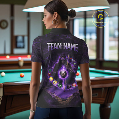 Grunge Grim Reaper Billiard Pool Women Billiard Shirts Custom Flame 8 Ball Pool Billiard Team Jerseys NYN3015
