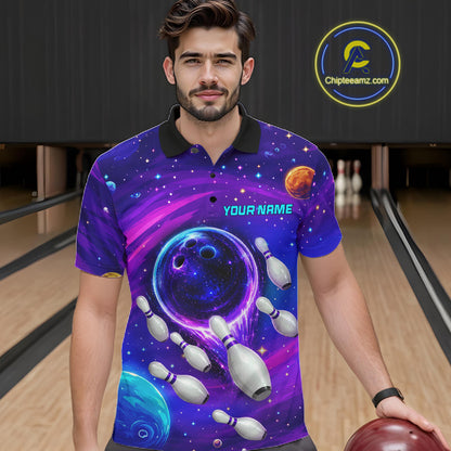 Purple blue abstract bowling team shirts custom bowling jerseys for league and tournament teams