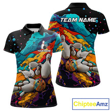 Load image into Gallery viewer, Colorful bowling polo shirt for women custom bowling team jersey mockup