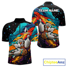 Load image into Gallery viewer, Colorful quarter zip bowling shirt for men custom bowling jersey mockup