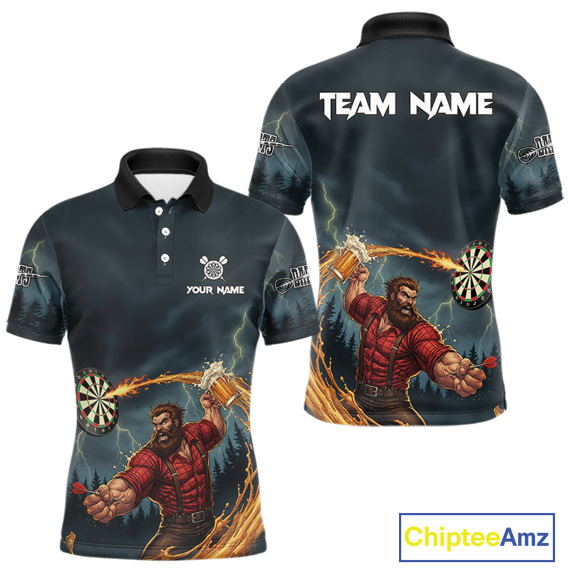 Custom Funny Play Darts & Beer Human Dartboard Men Darts Polo Shirt Dart Jerseys NYN1915
