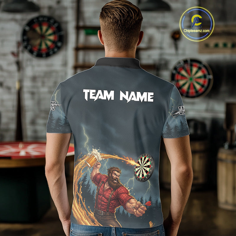 Custom Funny Play Darts & Beer Human Dartboard Men Darts Polo Shirt Dart Jerseys NYN1915