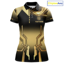 Load image into Gallery viewer, Black And Gold Crown Dartboard Women Darts Polo &amp; 1/4-Zip Shirt Custom Light Gold Dart Team Jersey NYN3032