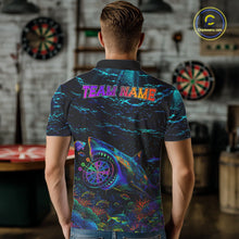 Load image into Gallery viewer, Personalized Ocean Blue Holographic Dartboard Mens Darts Shirt Custom Funny Shark Dart Team Jerseys NYN3203