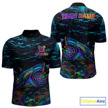 Load image into Gallery viewer, Personalized Ocean Blue Holographic Dartboard Mens Darts Shirt Custom Funny Shark Dart Team Jerseys NYN3203