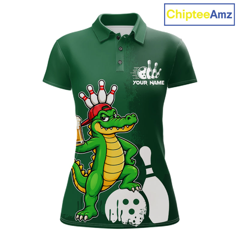 Alligator Funny Bowling Shirt For Women Custom Drinking Beer Bowling Jersey Bowler Beer Lover Gift NYN4409
