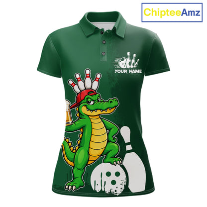 Alligator Funny Bowling Shirt For Women Custom Drinking Beer Bowling Jersey Bowler Beer Lover Gift NYN4409