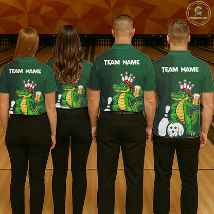 Alligator Funny Bowling Shirt For Women Custom Drinking Beer Bowling Jersey Bowler Beer Lover Gift NYN4409