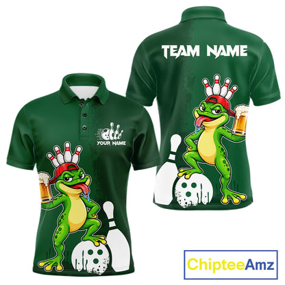 Frog Funny Bowling Shirt For Men Custom Drinking Beer Bowling Jersey Bowler Beer Lover Gift NYN4410