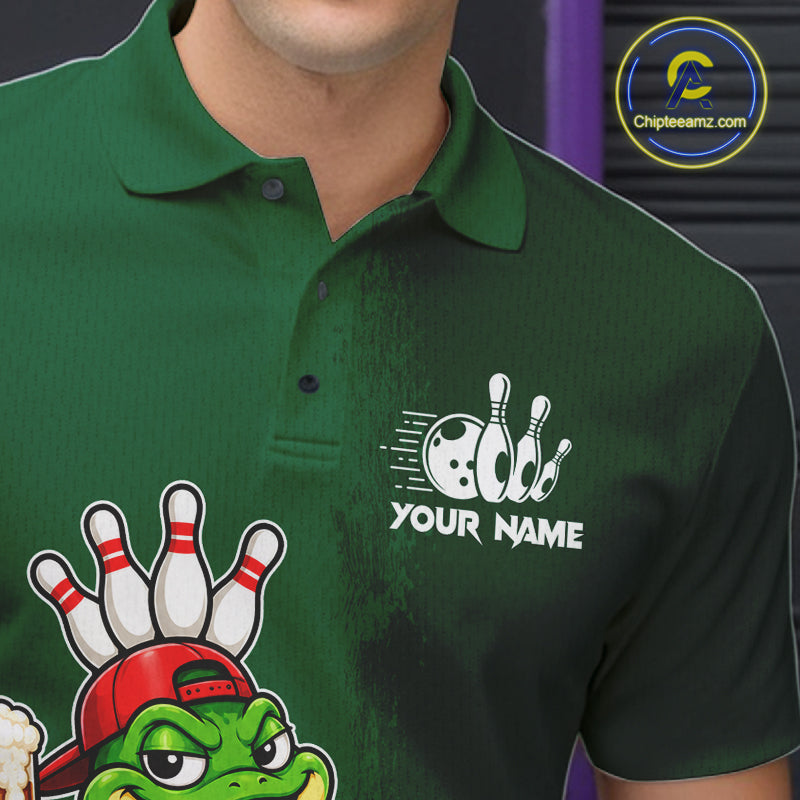 Frog Funny Bowling Shirt For Men Custom Drinking Beer Bowling Jersey Bowler Beer Lover Gift NYN4410