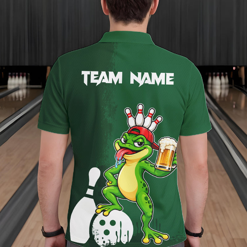 Frog Funny Bowling Shirt For Men Custom Drinking Beer Bowling Jersey Bowler Beer Lover Gift NYN4410