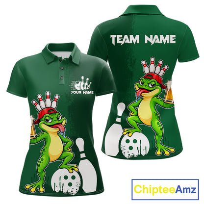 Frog Funny Bowling Shirt For Women Custom Drinking Beer Bowling Jersey Bowler Beer Lover Gift NYN4410