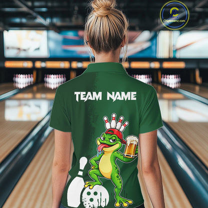 Frog Funny Bowling Shirt For Women Custom Drinking Beer Bowling Jersey Bowler Beer Lover Gift NYN4410