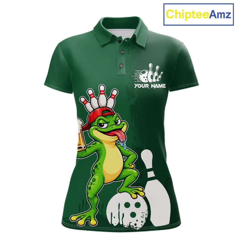 Frog Funny Bowling Shirt For Women Custom Drinking Beer Bowling Jersey Bowler Beer Lover Gift NYN4410