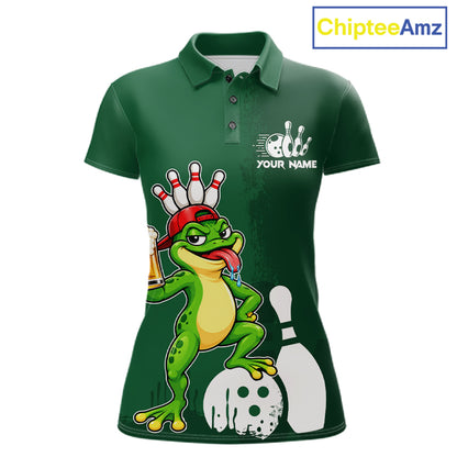 Frog Funny Bowling Shirt For Women Custom Drinking Beer Bowling Jersey Bowler Beer Lover Gift NYN4410