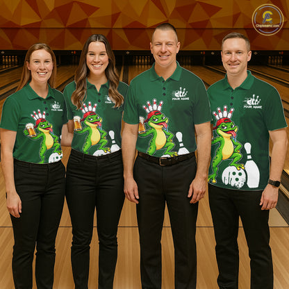 Frog Funny Bowling Shirt For Women Custom Drinking Beer Bowling Jersey Bowler Beer Lover Gift NYN4410