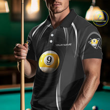 Load image into Gallery viewer, Black Blur 9 Ball Pool Polo &amp; 1/4-Zip Team Shirt For Men Personalized Billiards Ball Apparel NYN2454