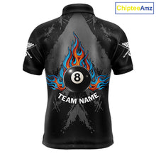 Load image into Gallery viewer, Blue And Red Flames 8 Ball Pool Men Polo &amp; 1/4-Zip Team Shirts Custom Billiards Ball Apparel NYN2460