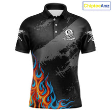 Load image into Gallery viewer, Blue And Red Flames 8 Ball Pool Men Polo &amp; 1/4-Zip Team Shirts Custom Billiards Ball Apparel NYN2460