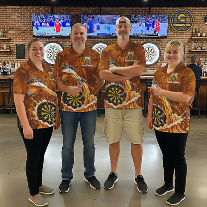 Cheer Beer Dartboard Men Dart Polo 1/4-Zip Shirt Custom Barley & Hops Patten Dart Team Attire NYN3213