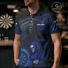 Load image into Gallery viewer, Custom Blue Smokes Flame Dartboard Grim Reaper Dart Men Polo Jerseys Dart Team Shirt NYN1655