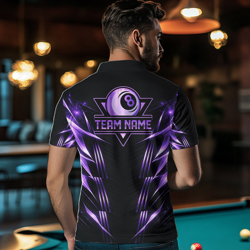 Black And Purple Lightning 8 Ball Pool Billiard Shirts For Men Custom Billiard Team League Jerseys NYN4814