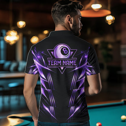 Black And Purple Lightning 8 Ball Pool Billiard Shirts For Men Custom Billiard Team League Jerseys NYN4814