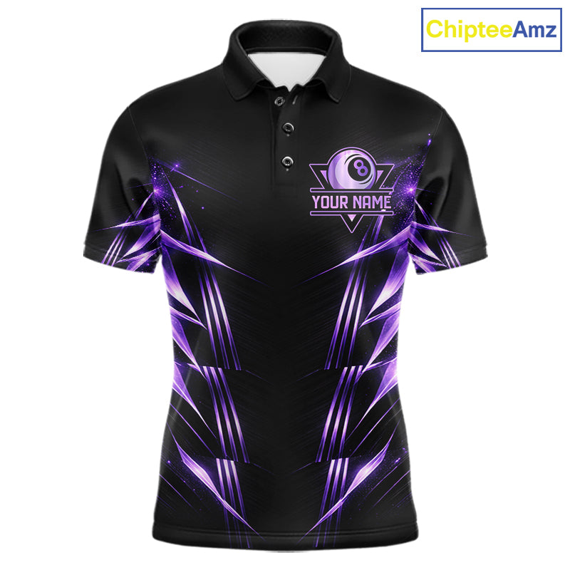 Black And Purple Lightning 8 Ball Pool Billiard Shirts For Men Custom Billiard Team League Jerseys NYN4814