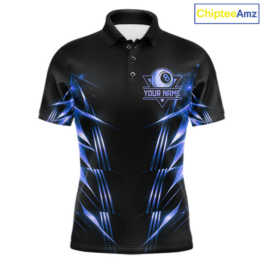 Black And Blue Lightning 8 Ball Pool Billiard Shirts For Men Custom Billiard Team League Jerseys NYN4815