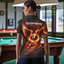 Load image into Gallery viewer, Fire Flame Wings 8 Ball Pool Polo &amp; 1/4-Zip Team Shirt For Women Custom Billiards Ball Apparel NYN2461
