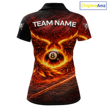 Load image into Gallery viewer, Fire Flame Wings 8 Ball Pool Polo &amp; 1/4-Zip Team Shirt For Women Custom Billiards Ball Apparel NYN2461