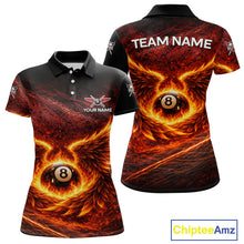 Load image into Gallery viewer, Fire Flame Wings 8 Ball Pool Polo &amp; 1/4-Zip Team Shirt For Women Custom Billiards Ball Apparel NYN2461