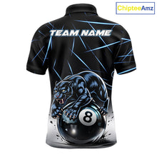 Load image into Gallery viewer, Blue Funny Panther 8 Ball Pool Polo &amp; 1/4-Zip Team Shirt For Men Custom 3D Billiards Ball Apparel NYN2462