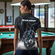 Load image into Gallery viewer, Blue Funny Panther 8 Ball Pool Polo &amp; 1/4-Zip Team Shirt For Women Custom 3D Billiards Ball Apparel NYN2462