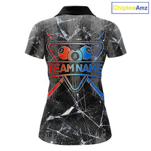 Load image into Gallery viewer, Glass Crack 8 Ball Pool Women Polo &amp; 1/4-Zip Team Shirts Custom Fire Flame Billiards Ball Apparel NYN2463