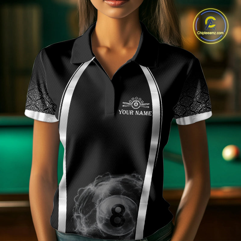 Black & Silver Thunder Lightning White 8 Ball Billiard Jerseys For Men Custom Billiard Team Shirt NYN2834