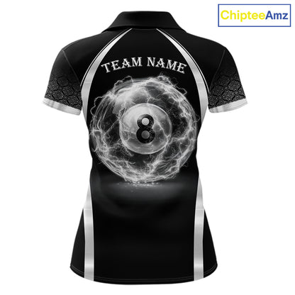 Black & Silver Thunder Lightning White 8 Ball Billiard Jerseys For Men Custom Billiard Team Shirt NYN2834