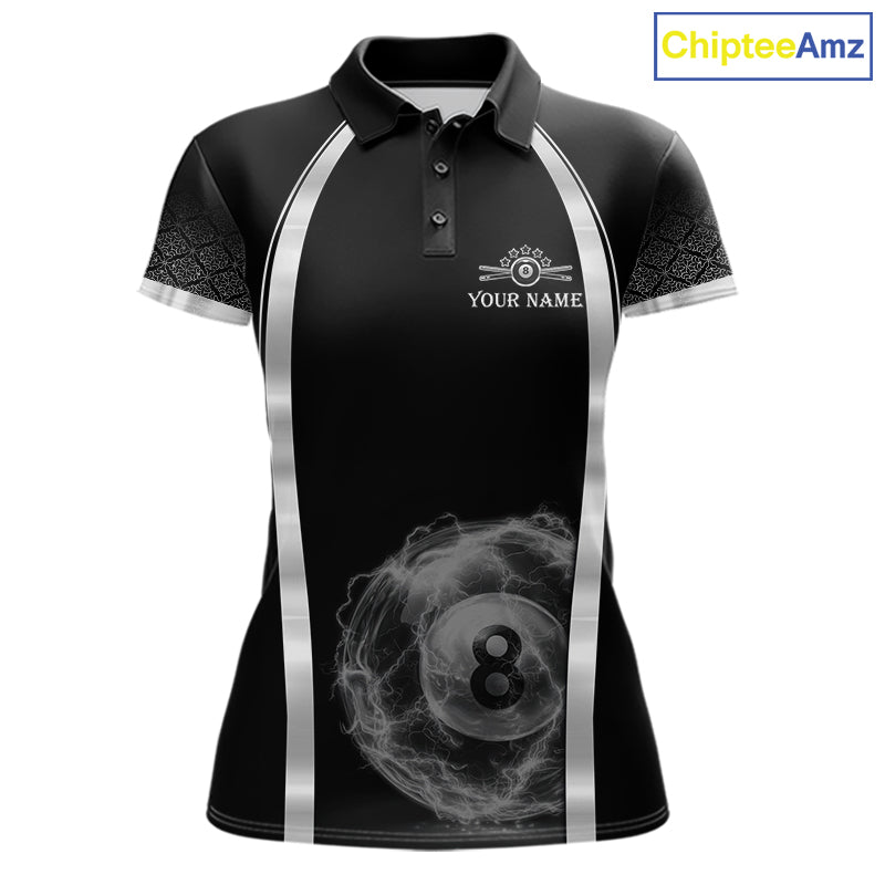 Black & Silver Thunder Lightning White 8 Ball Billiard Jerseys For Men Custom Billiard Team Shirt NYN2834