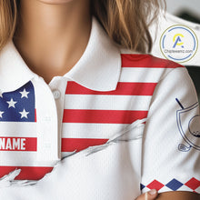 Load image into Gallery viewer, Womens US Flag Golf Shirts Patriotic Golf Jersey Custom Red And Blue Golf Polo Clothes, Golf Gifts NYN3054