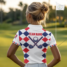 Load image into Gallery viewer, Womens US Flag Golf Shirts Patriotic Golf Jersey Custom Red And Blue Golf Polo Clothes, Golf Gifts NYN3054