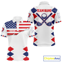 Load image into Gallery viewer, Mens US Flag Golf Shirts Patriotic Golf Jersey Custom Red And Blue Golf Polo Clothes, Golf Gifts NYN3054