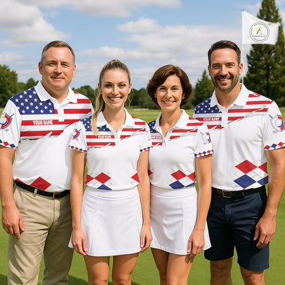 Mens US Flag Golf Shirts Patriotic Golf Jersey Custom Red And Blue Golf Polo Clothes, Golf Gifts NYN3054