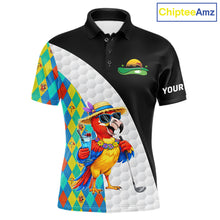 Load image into Gallery viewer, Mens Colorful Argyle Polo Golf Shirts Custom Parrots Golfer Summer Golf Team Attire For Golfers NYN3060