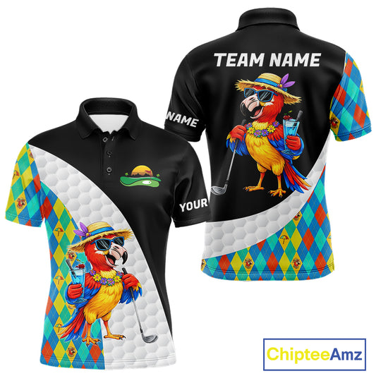 Mens Colorful Argyle Polo Golf Shirts Custom Parrots Golfer Summer Golf Team Attire For Golfers NYN3060