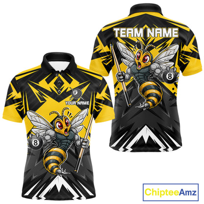 Black And Yellow Funny Bee Billiard Team Shirt For Men Custom 8 Ball Pool Tournament Jersey NYN3776